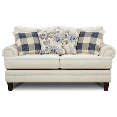 Transitional Rolled-Arm Loveseat